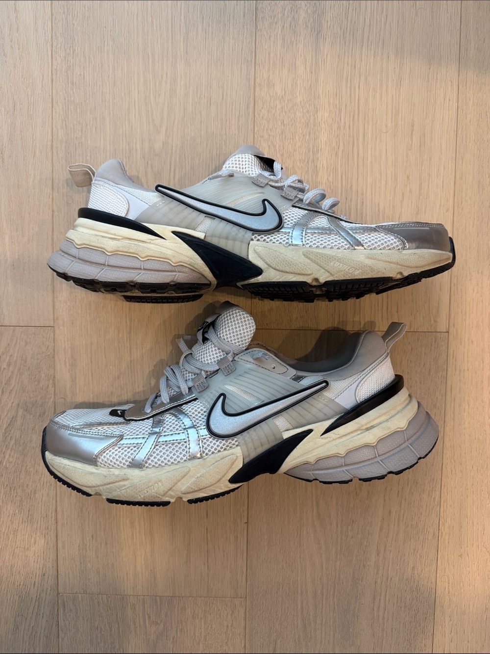 Nike V2K Silver and Black Men's Running Sneakers